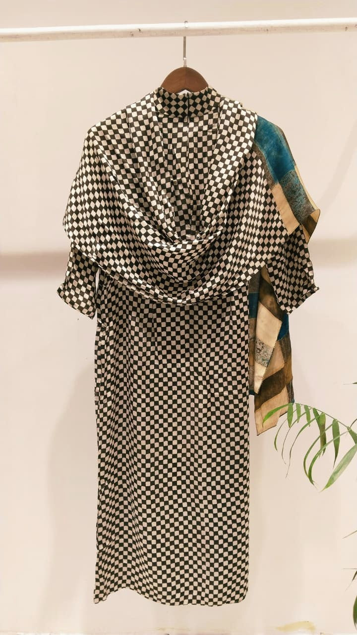 Ajrakh Check Scarf Dress
