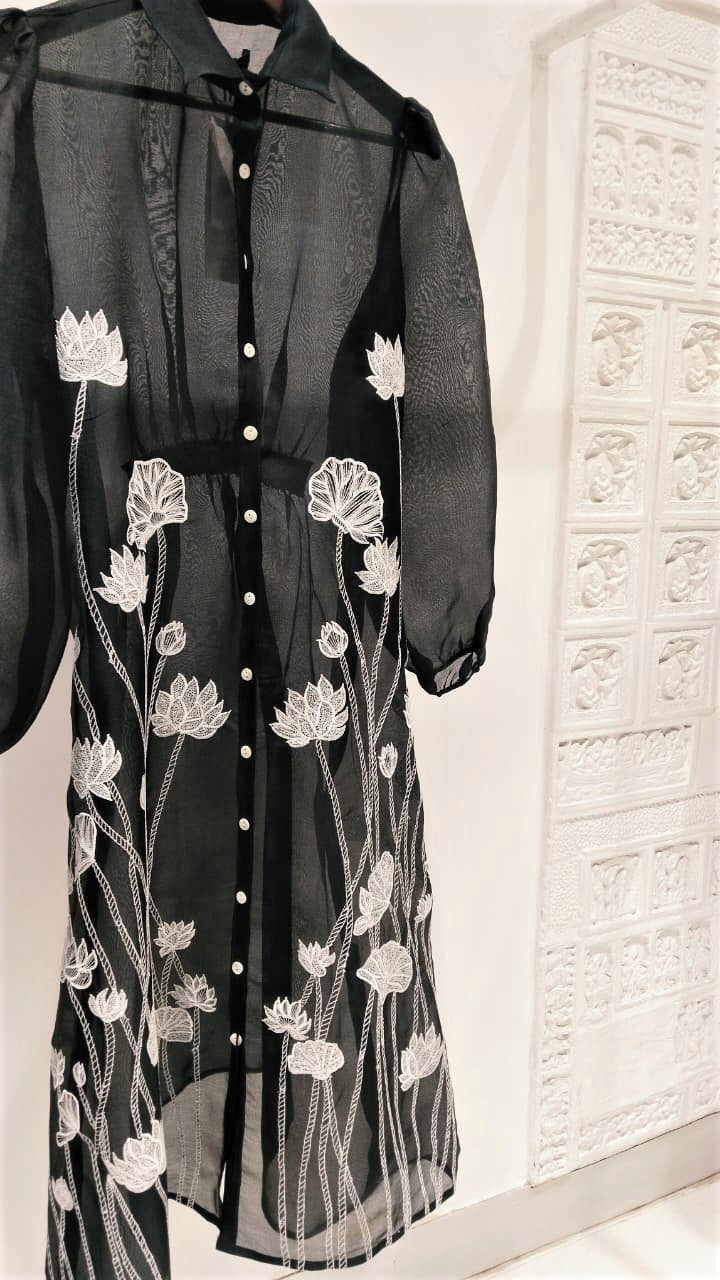 Black Lotus Organza Emb Dress