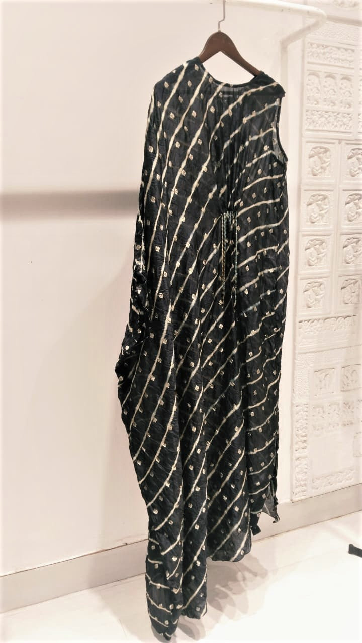 Black Banarasi Silk Kaftan