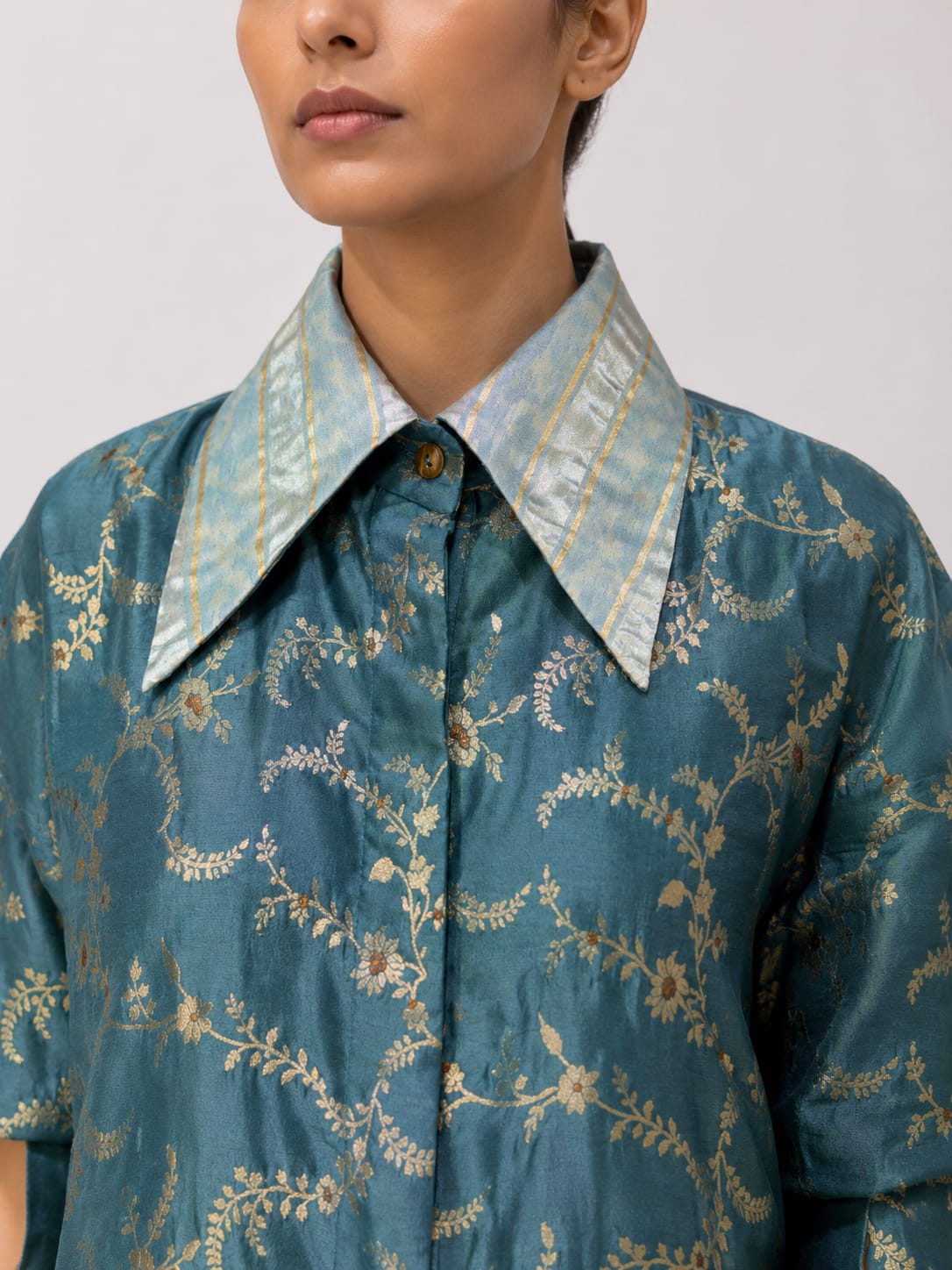 Teal Blue Floral Shirt & Pants