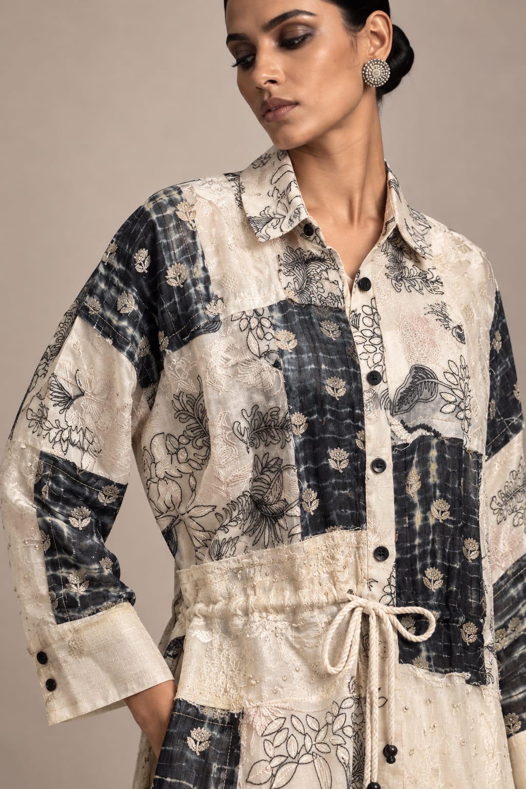 Black Tie Dye Patch Shirt