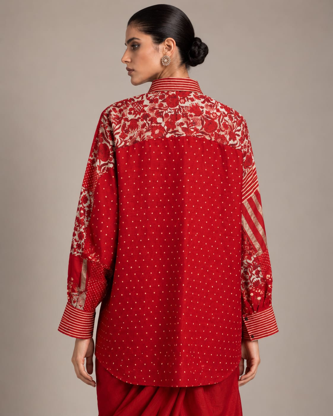 Red Silk Patch Shirt