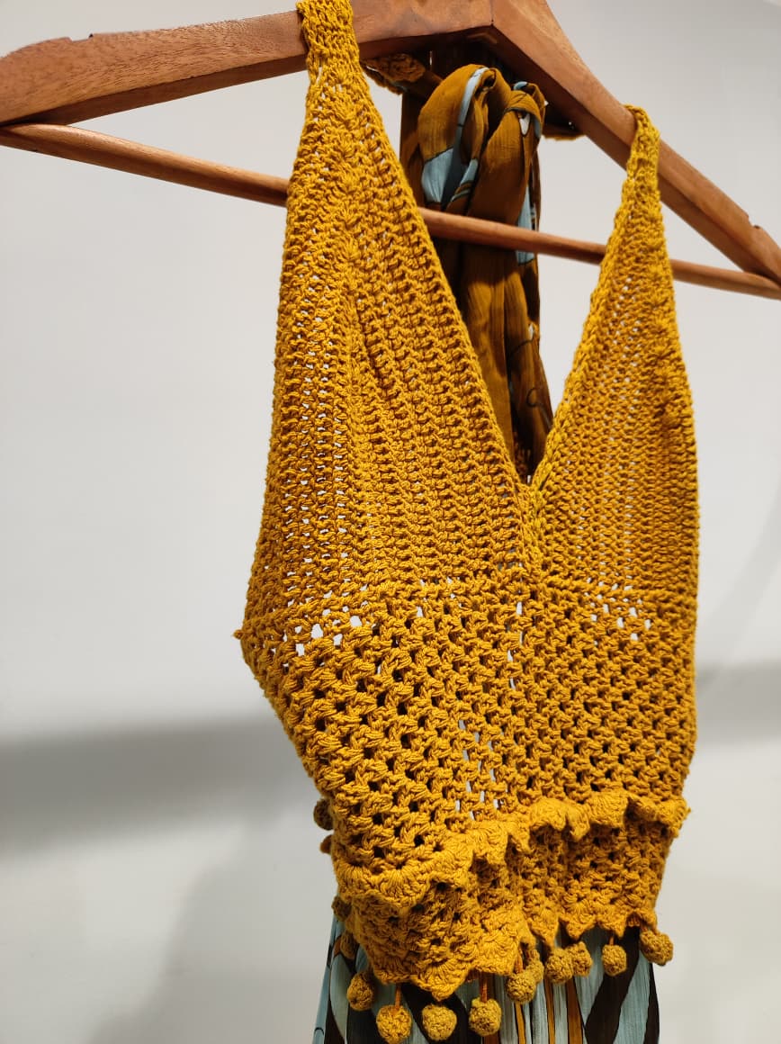 Sunset Yellow Crochet Bralette Maxi