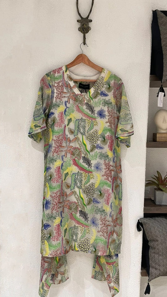 Colour Organza Tunic Pant Set