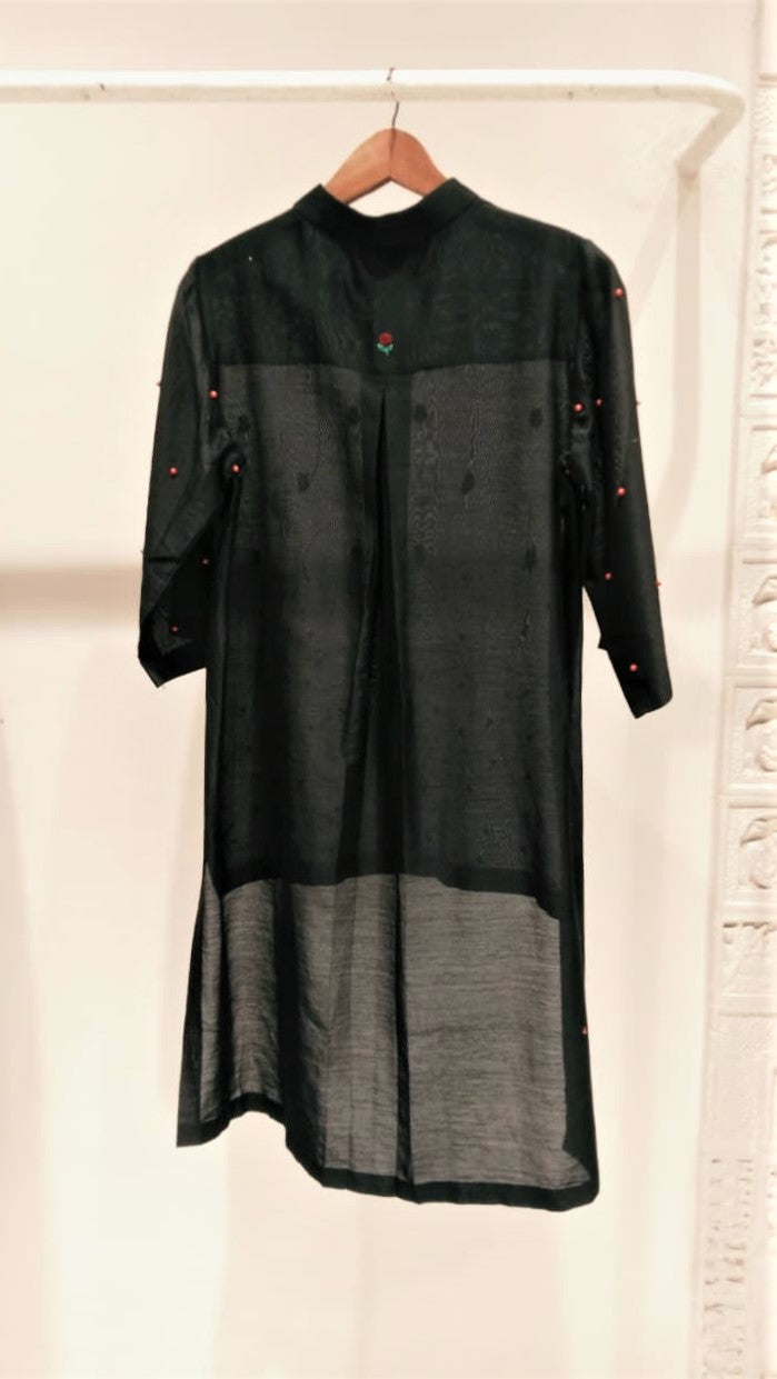 Black Embroidered Rose Shirt