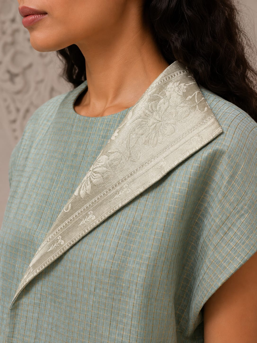 One Collared Benarasi Wrap Top & Pants