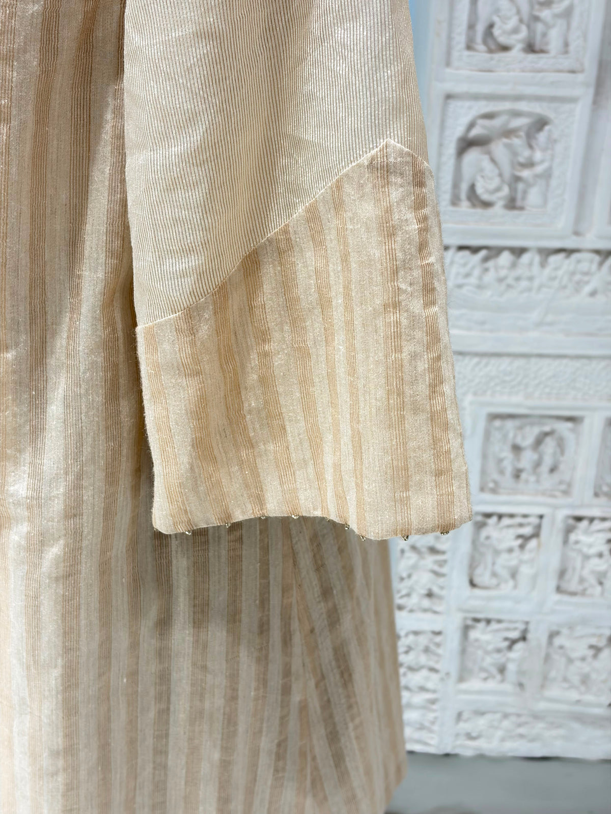 Gold Beige Stripe Jacket & Skirt