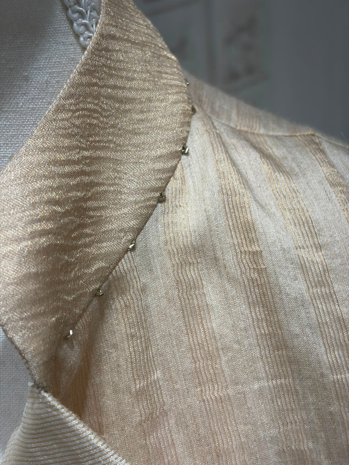 Gold Beige Stripe Jacket & Skirt