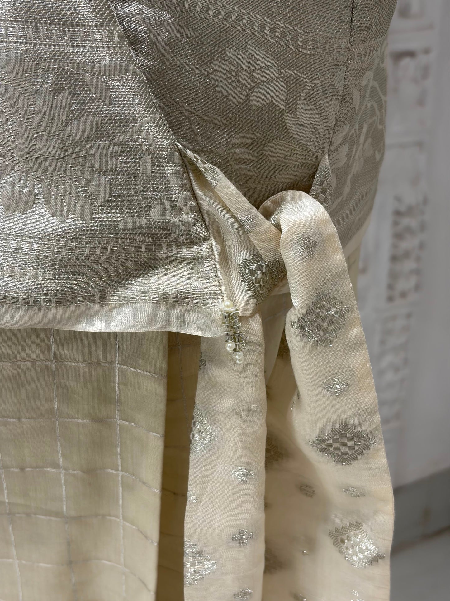 Ivory Benarasi Wrap Top & Skirt