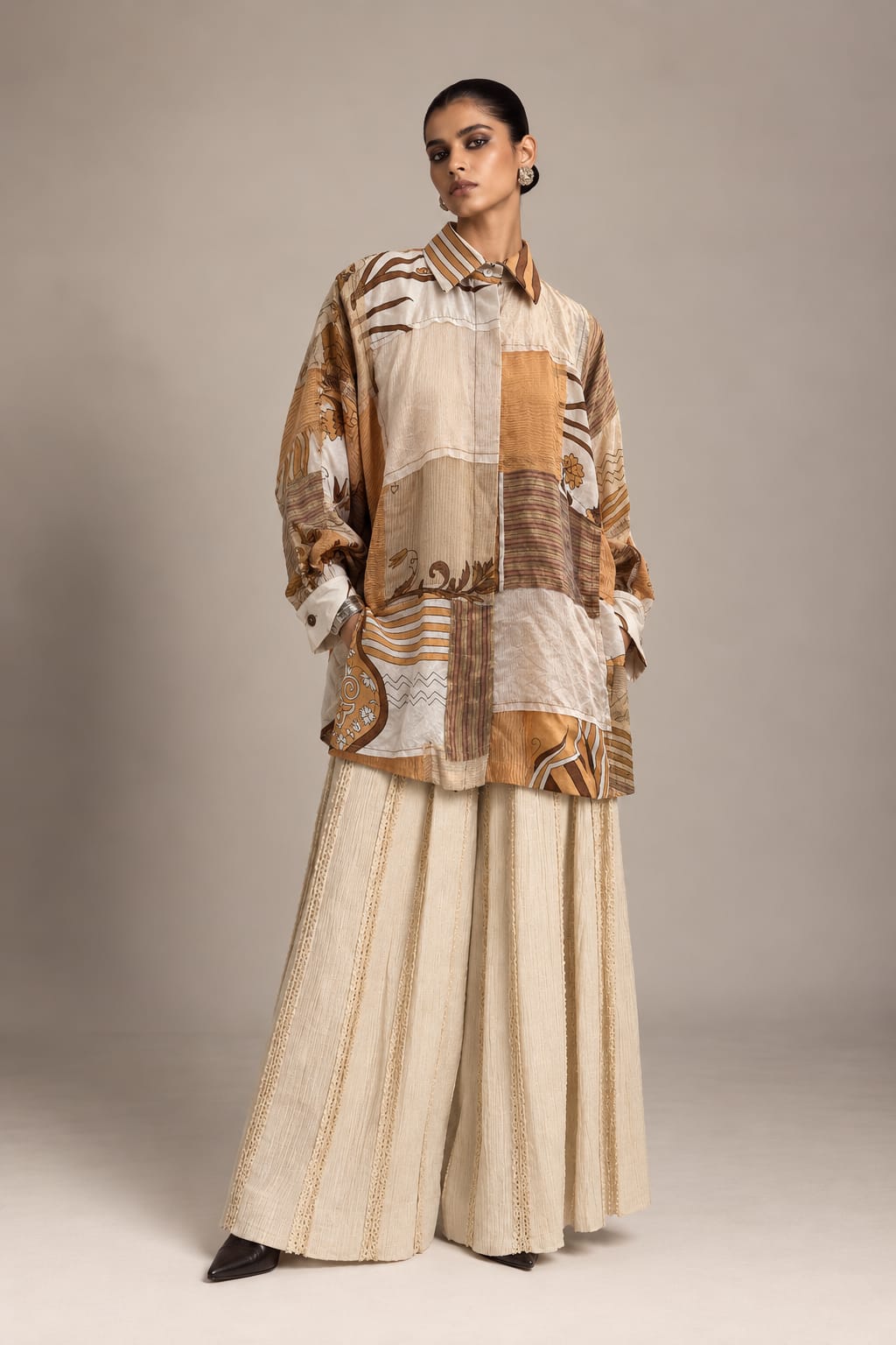 Orange Silk Patch Shirt