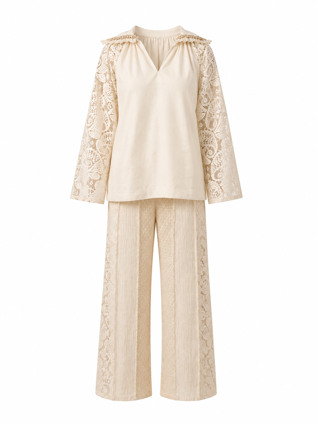 Ivory Khadi Silk Lace hand beaded Top