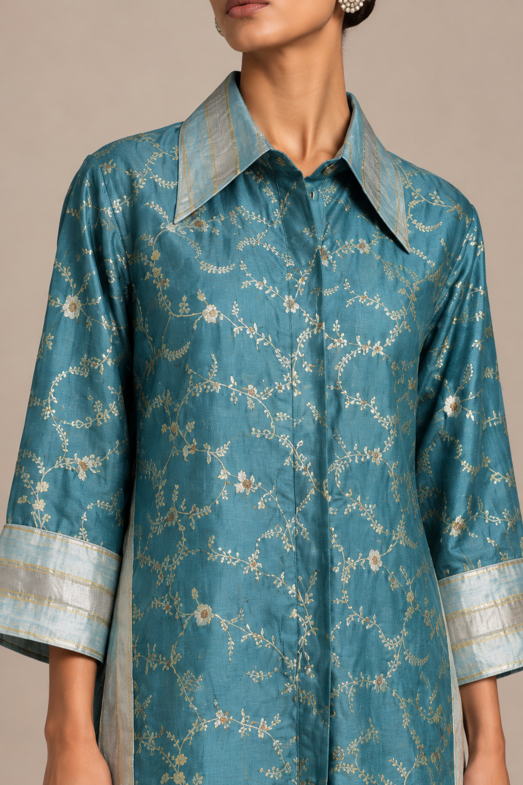 Teal Blue Floral Shirt & Pants