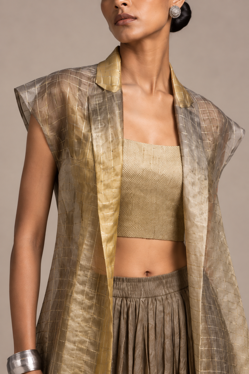 Gold Ombre Jacket & Skirt Set.