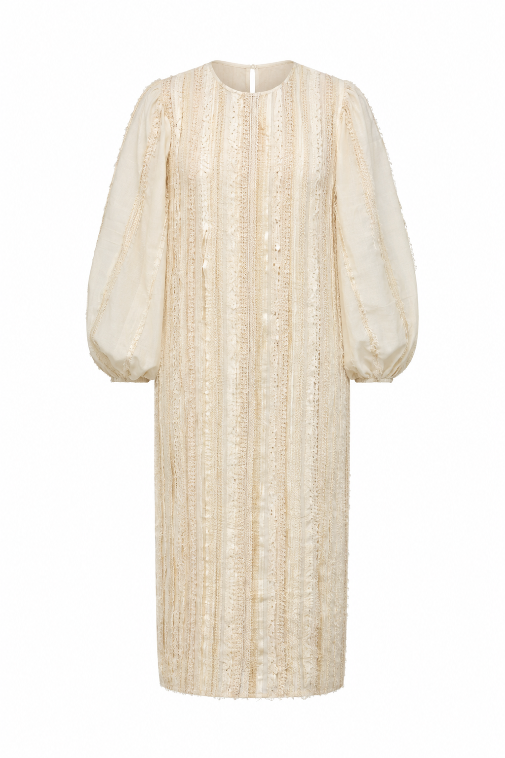 Ivory Khadi Silk Fringing Column Dress
