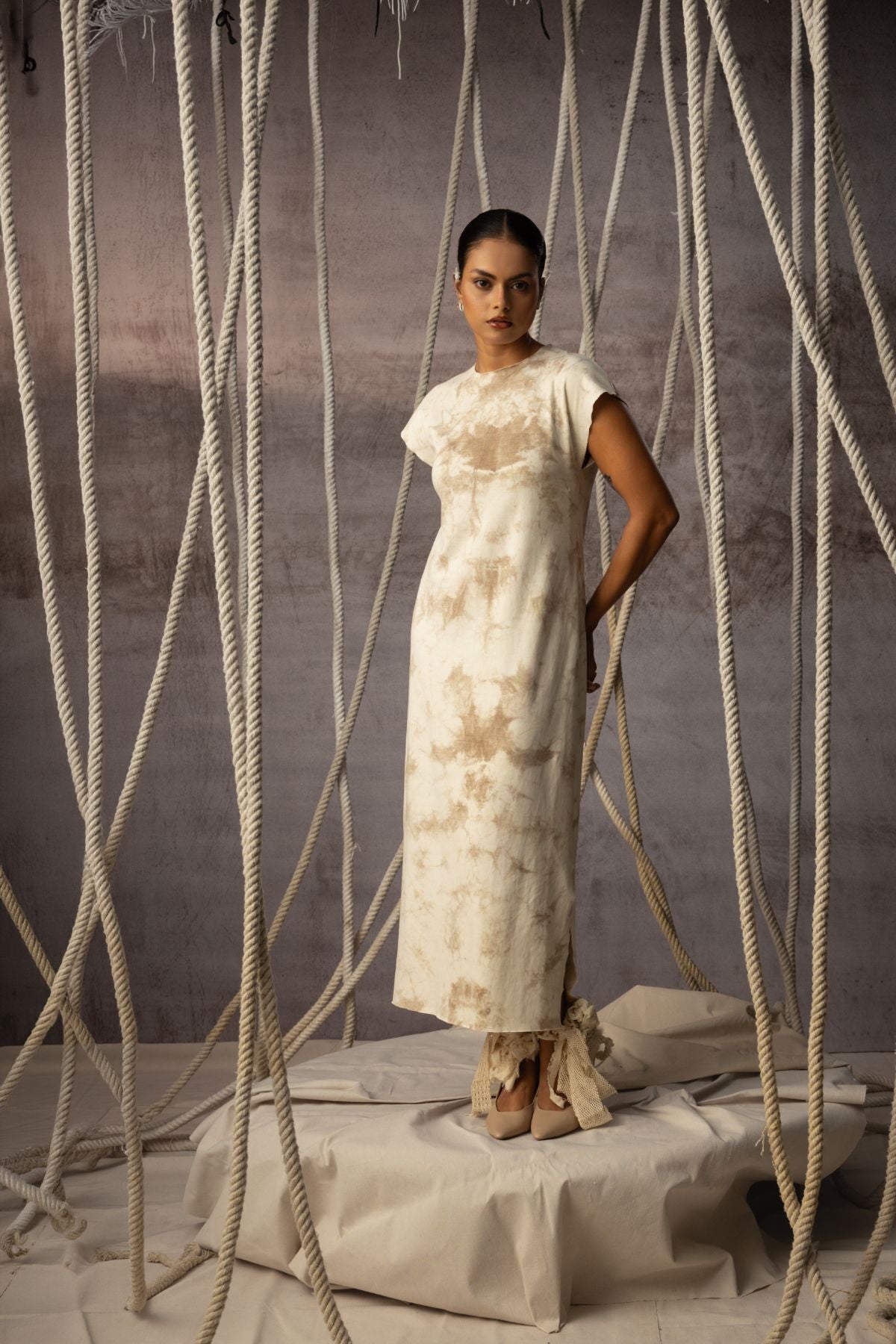 Ivory Hand-Dyed Knit Midi