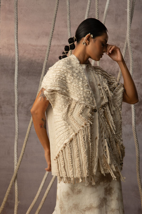 Ivory Crushed Lace Embroidered Top