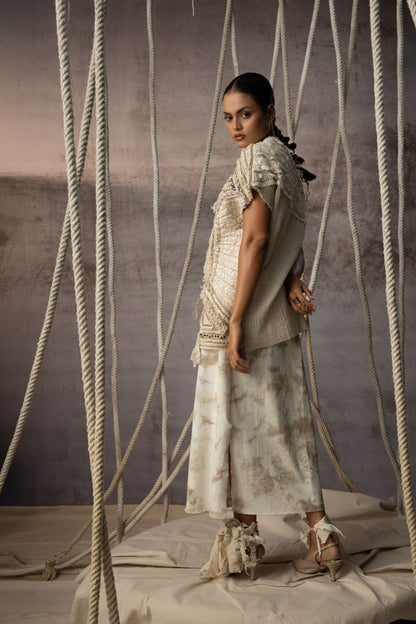 Ivory Crushed Lace Embroidered Top