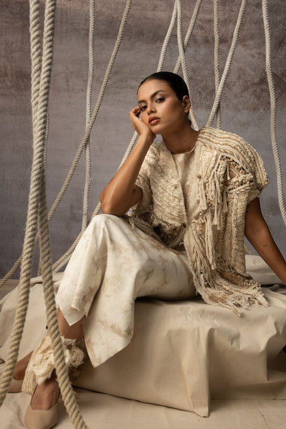 Ivory Crushed Lace Embroidered Top