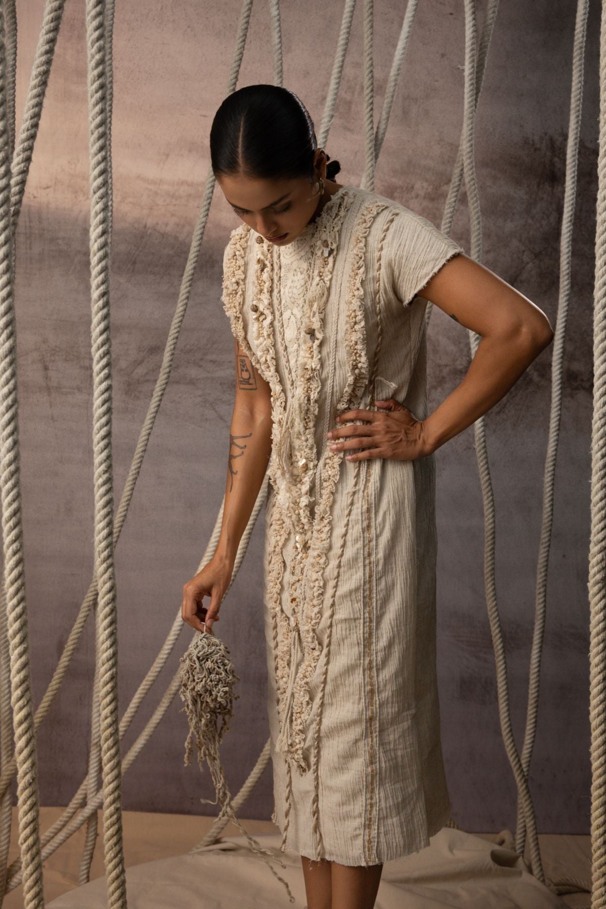 Ivory Lace Embroidered Midi