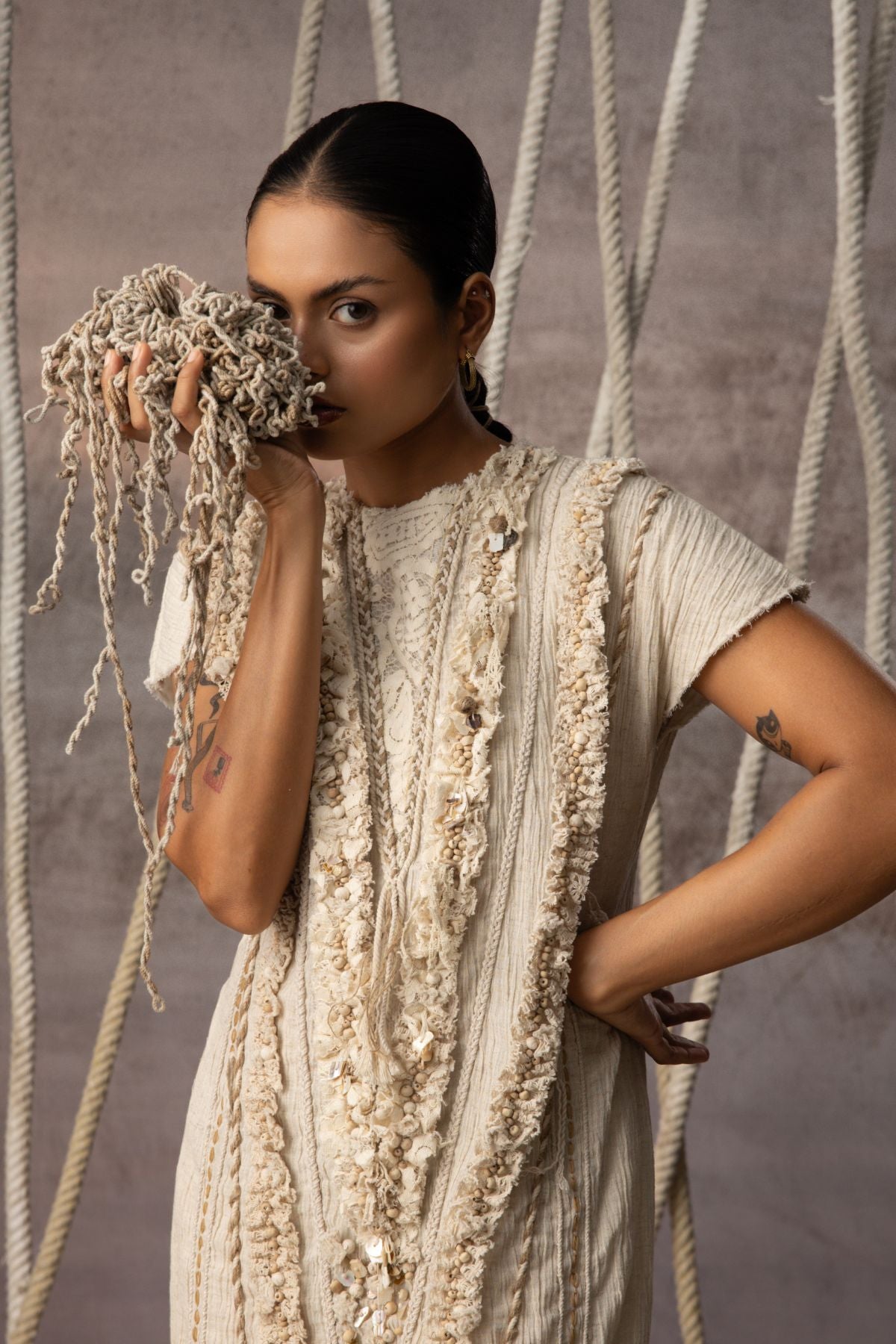 Ivory Lace Embroidered Midi