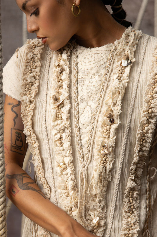 Ivory Lace Embroidered Midi