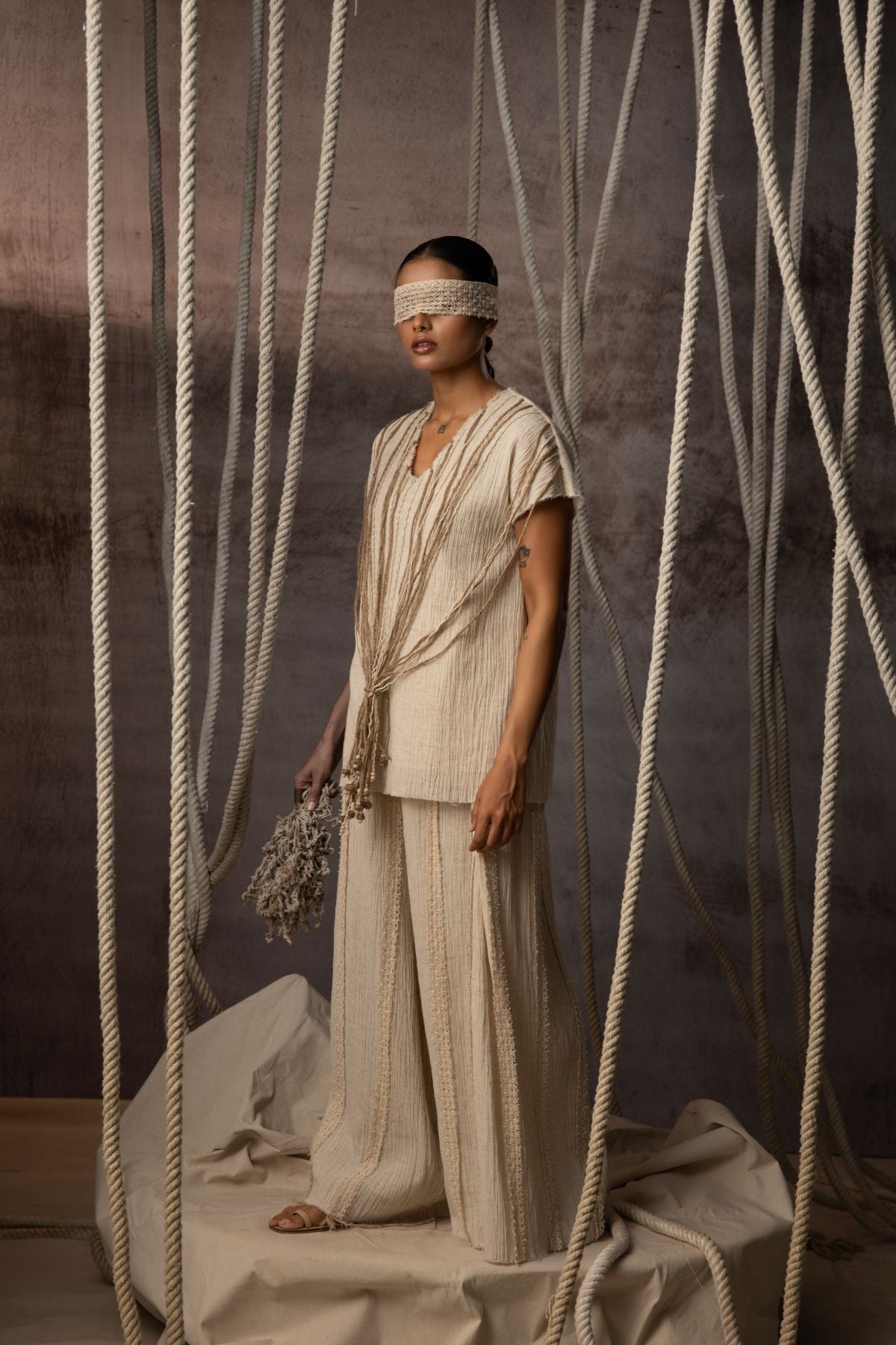 Ivory Crushed Jute-Rope Top