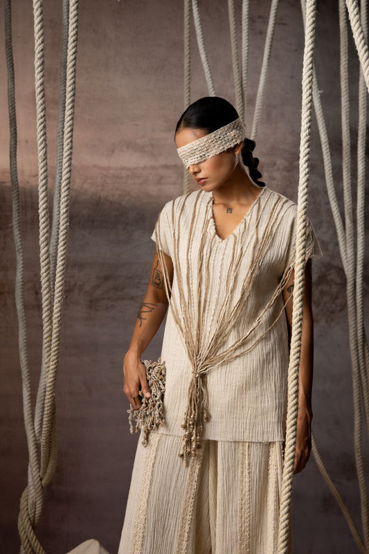 Ivory Crushed Jute-Rope Top