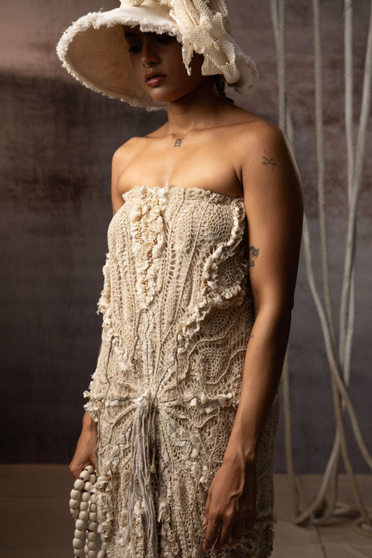 Ivory Crochet Tube Dress