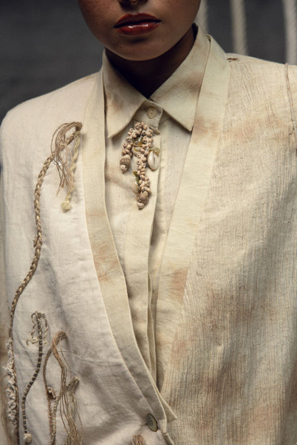 Khadi Jute Embroidered Kimono Jacket