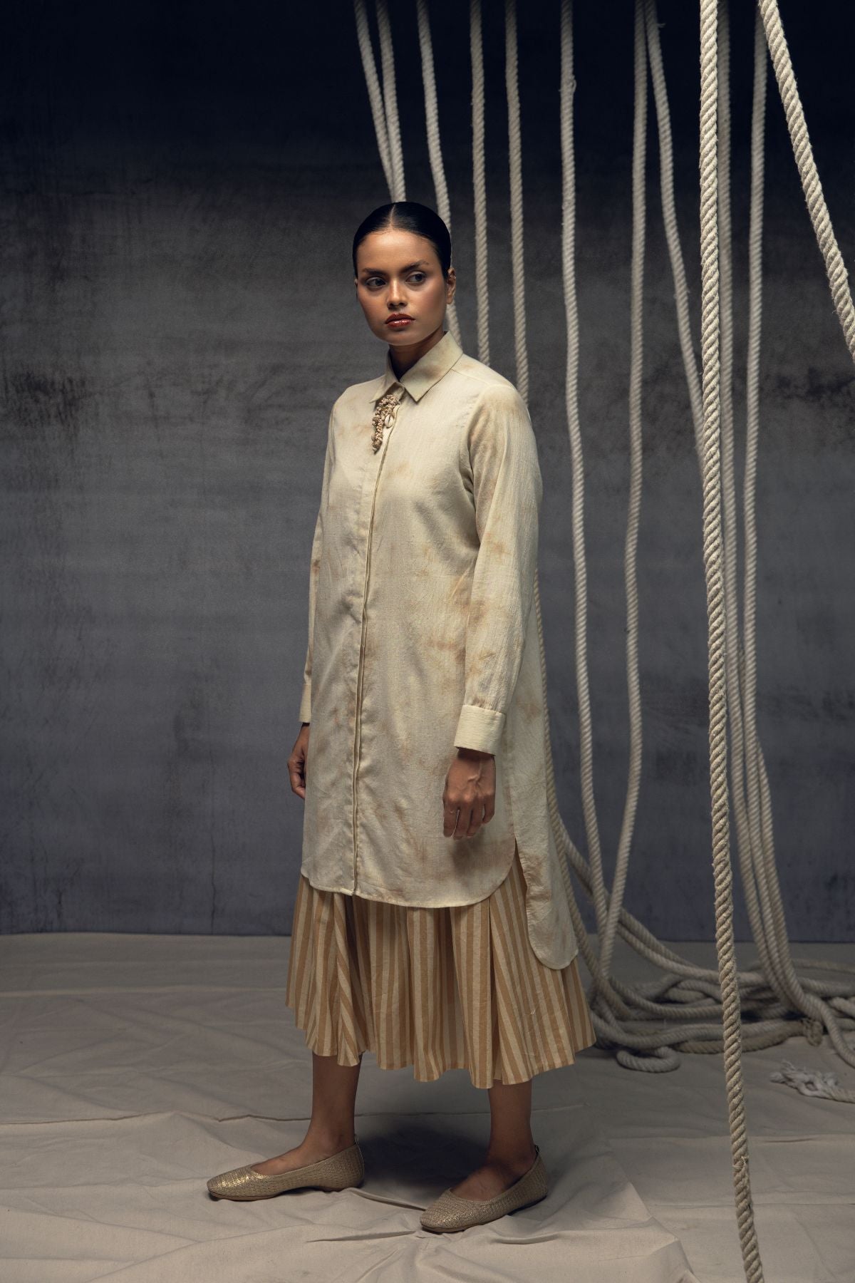 Ivory Ombré Linen Shirt