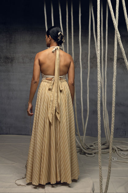 Ivory Crochet Bralette Striped Maxi