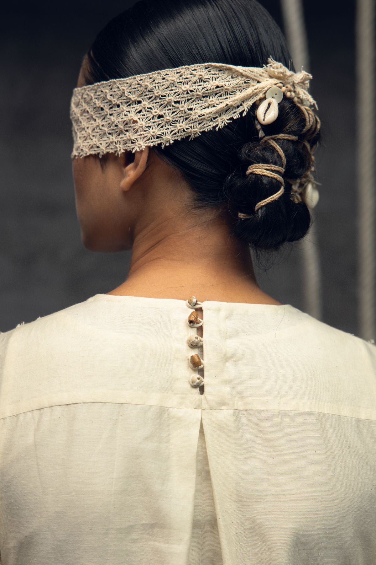 Ivory Khadi Silk Fringing Column Dress
