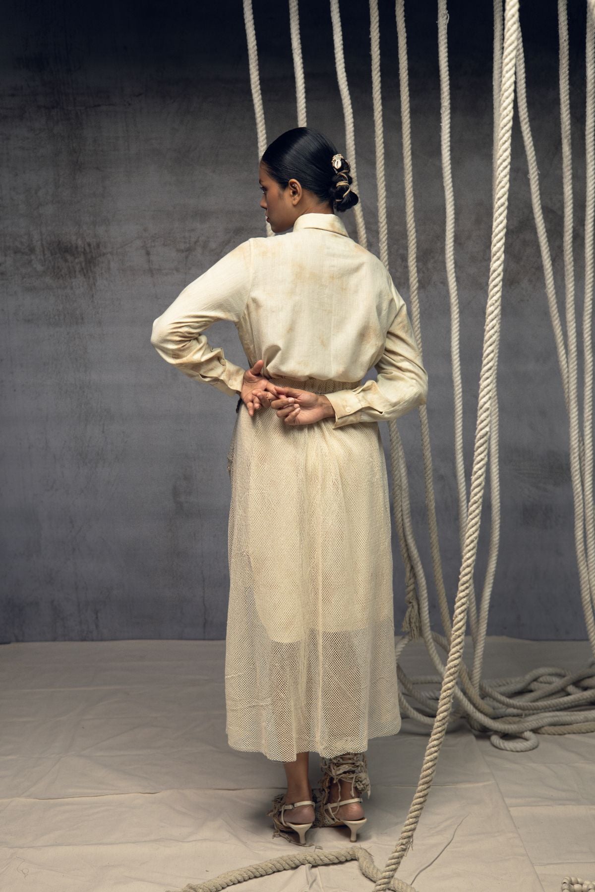 Open Mesh Embroidered Overlay Skirt