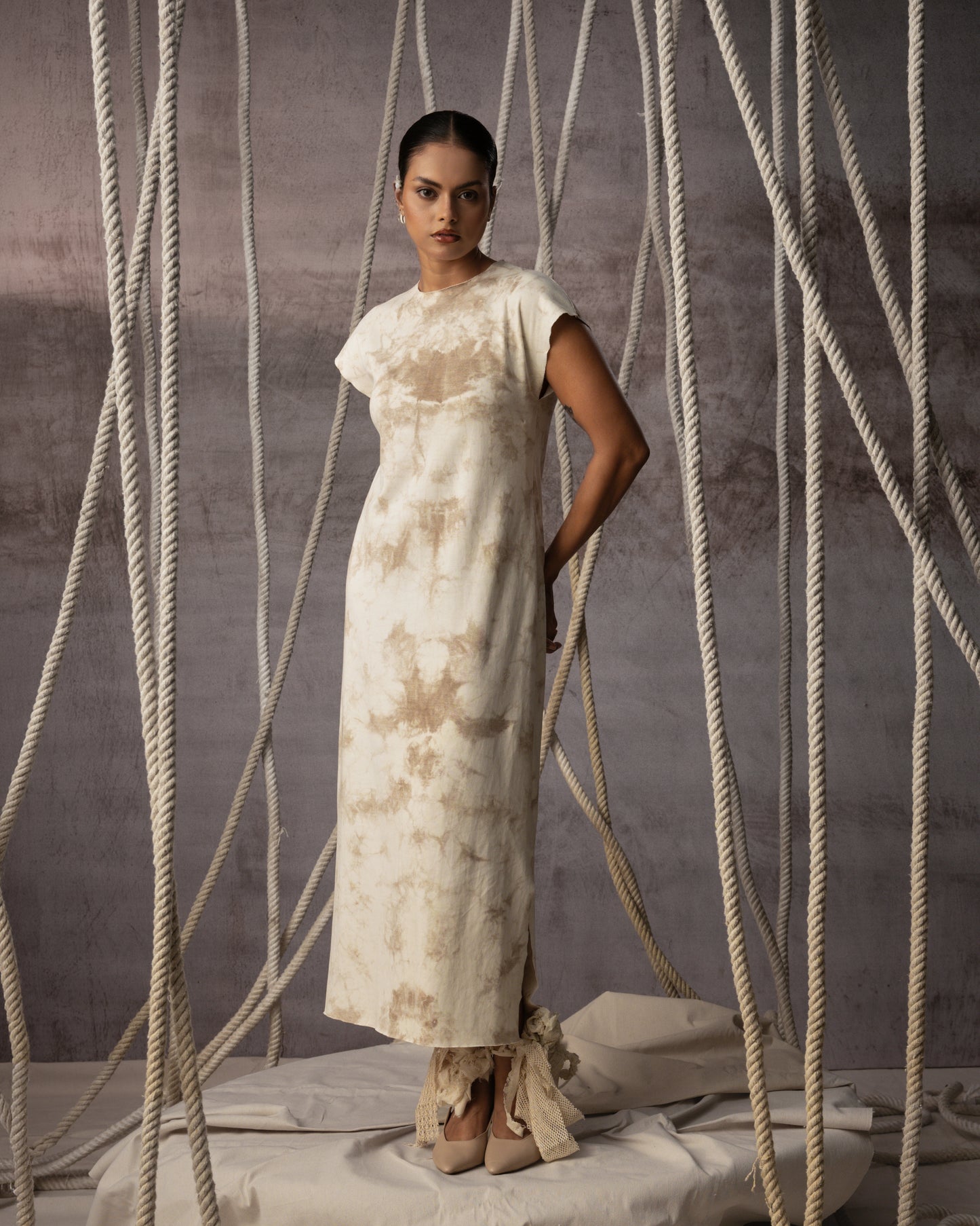 Ivory Hand-Dyed Knit Midi