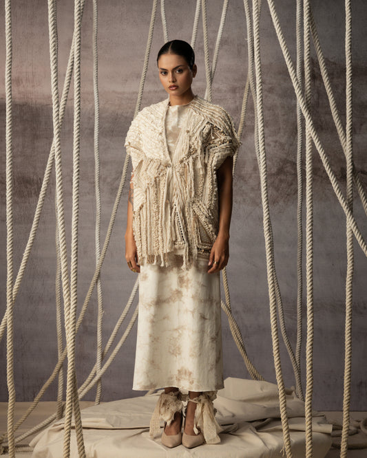 Ivory Crushed Lace Embroidered Top