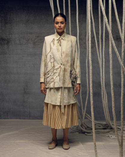 Khadi Jute Embroidered Kimono Jacket