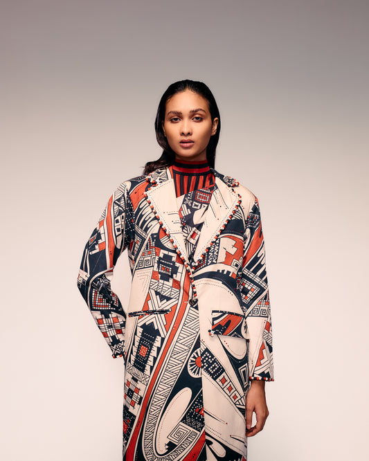 Rust Print Overcoat .