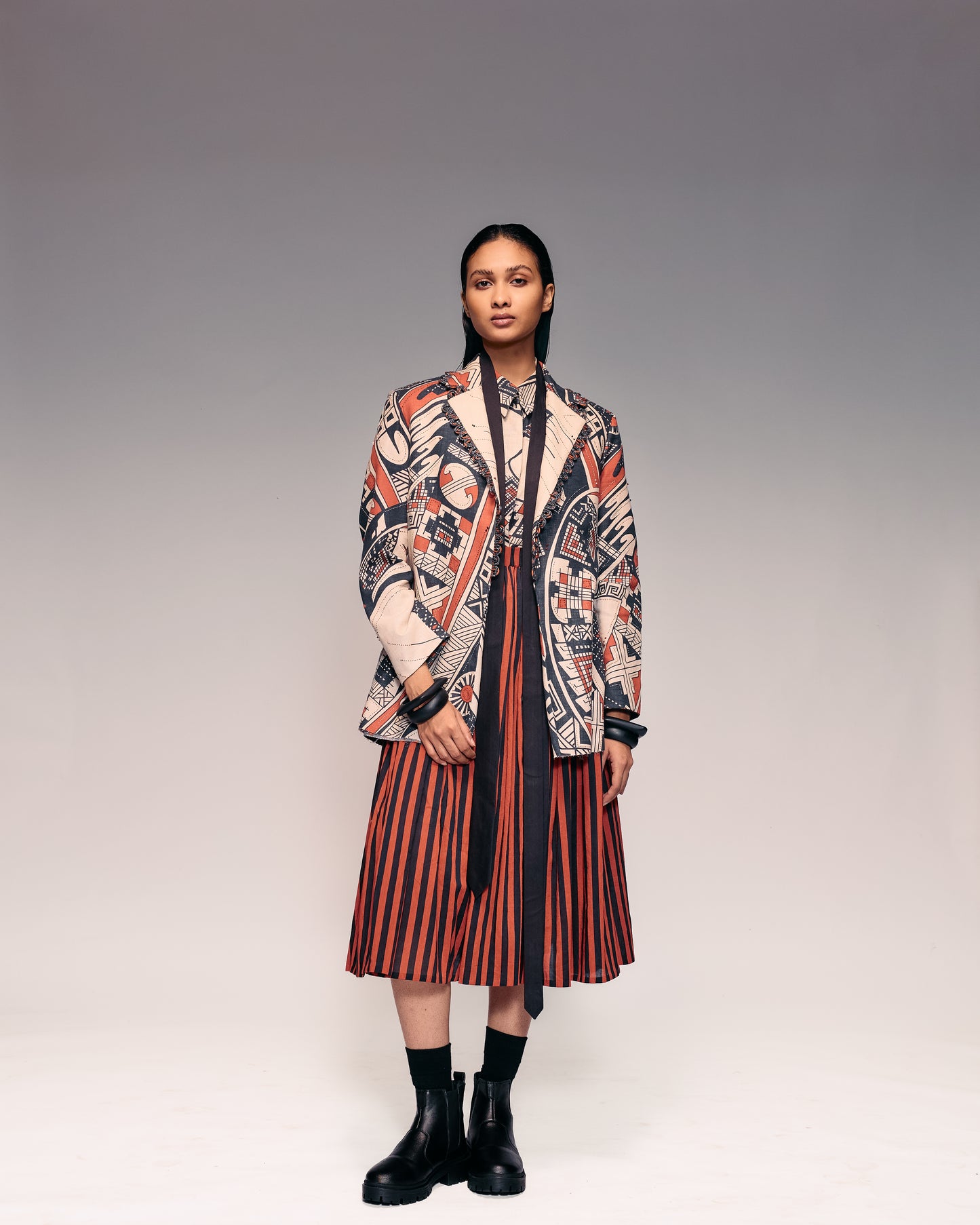 Rust Print Linen Blazer