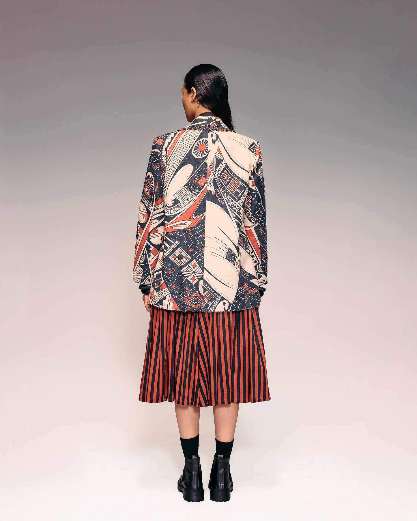 Rust Print Linen Blazer