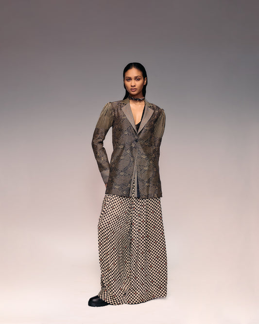 Ajrakh Check Wide Trouser