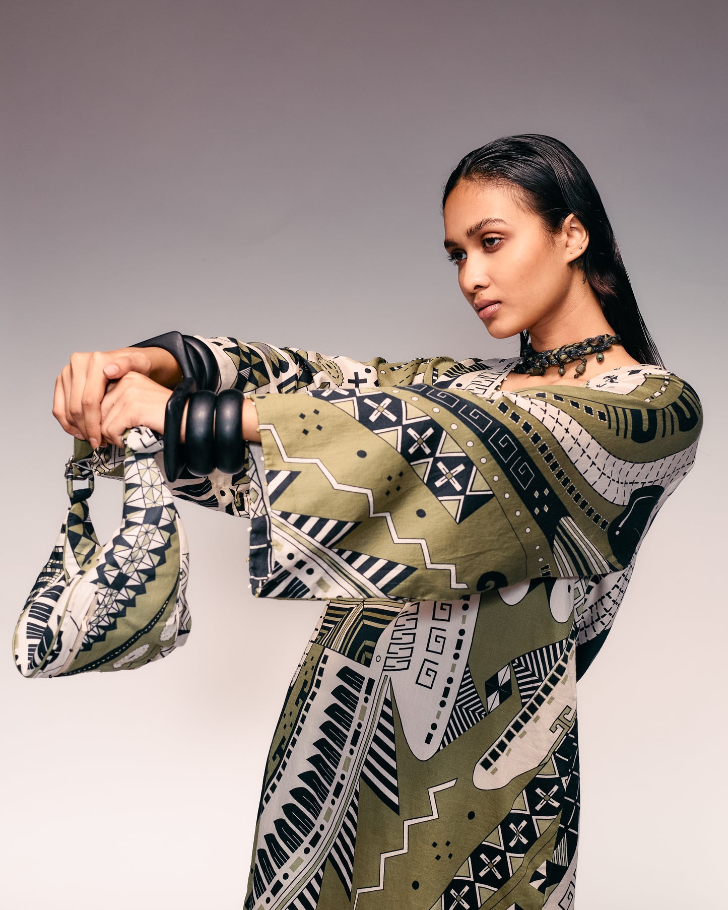 Olive Print Shift Dress