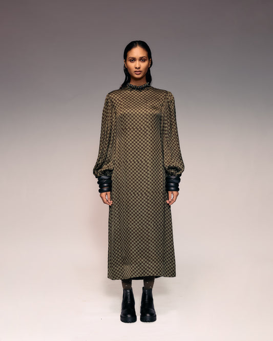 Olive Ajrakh Check Midi Dress