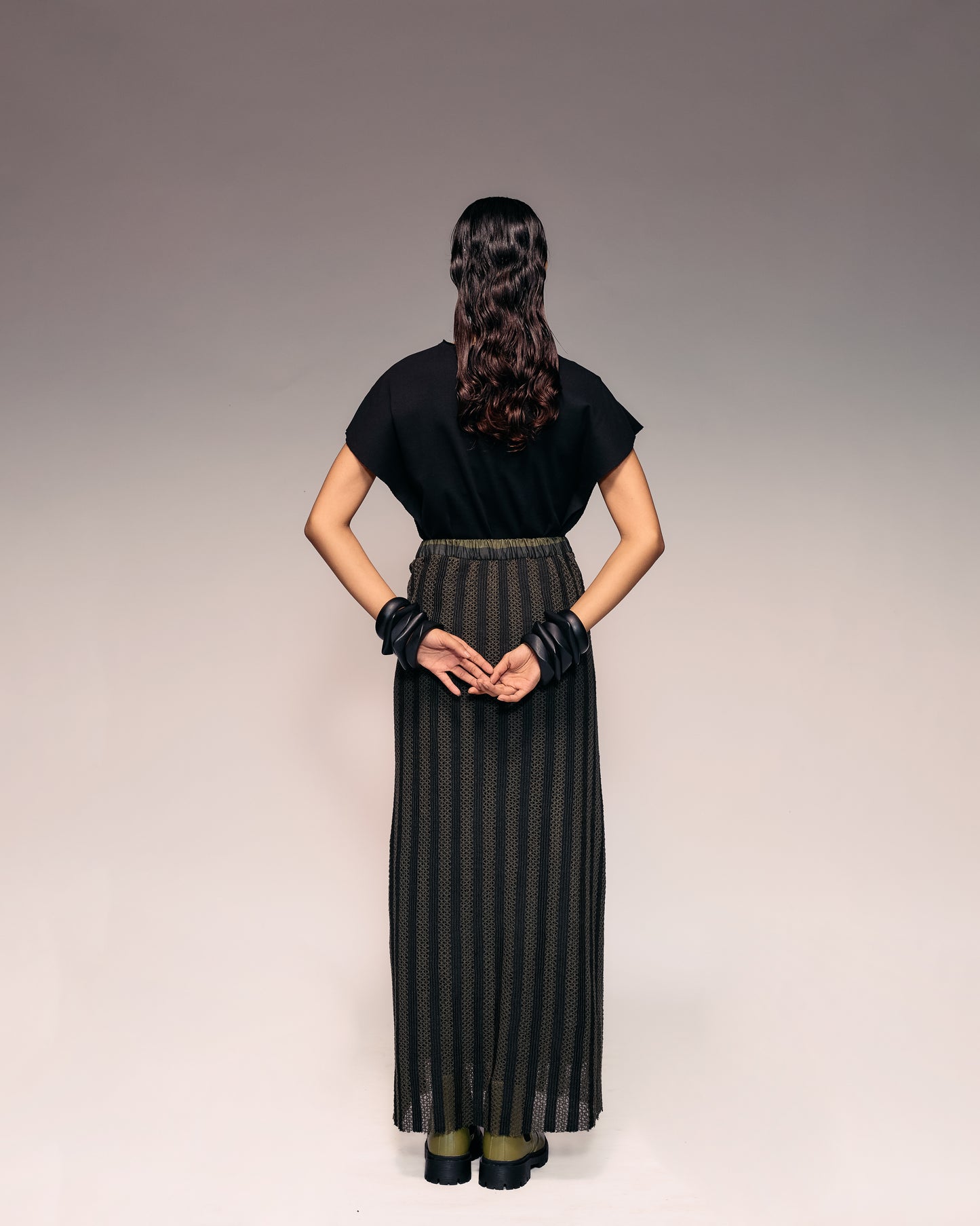 Olive Cotton Net Skirt