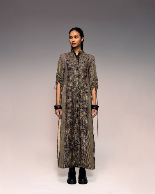 Black Print Panel Dress