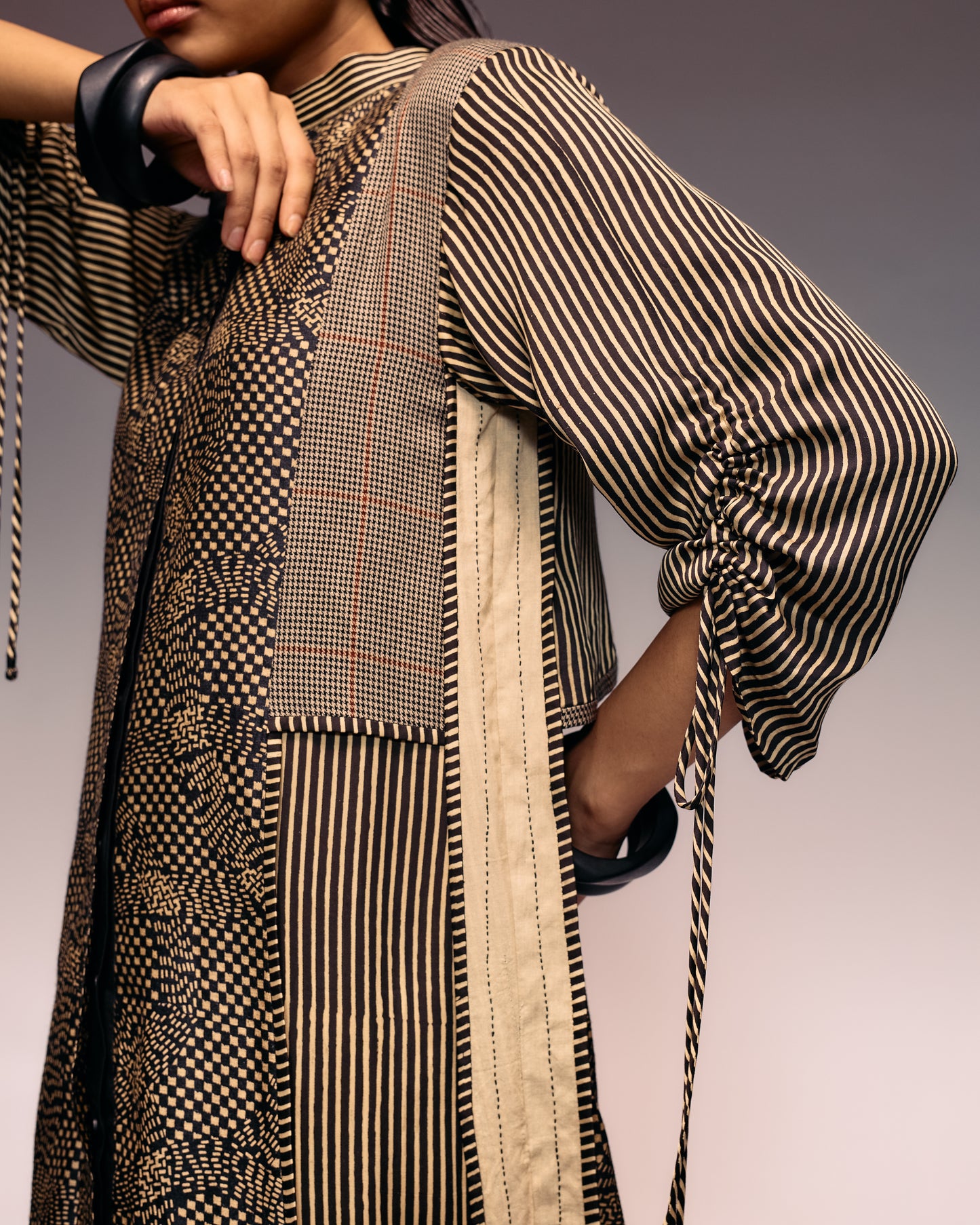 Black Print Panel Dress