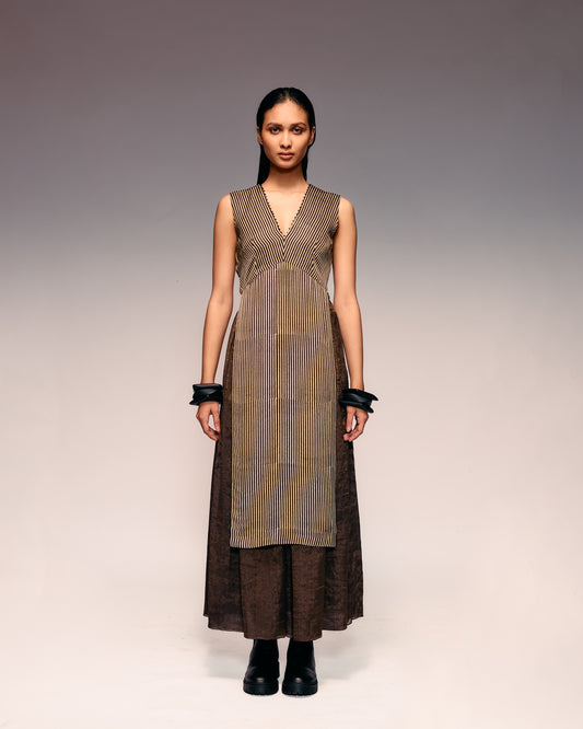 Ajrakh Stripe V Neck Top