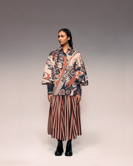 Rust Print Poplin Shirt