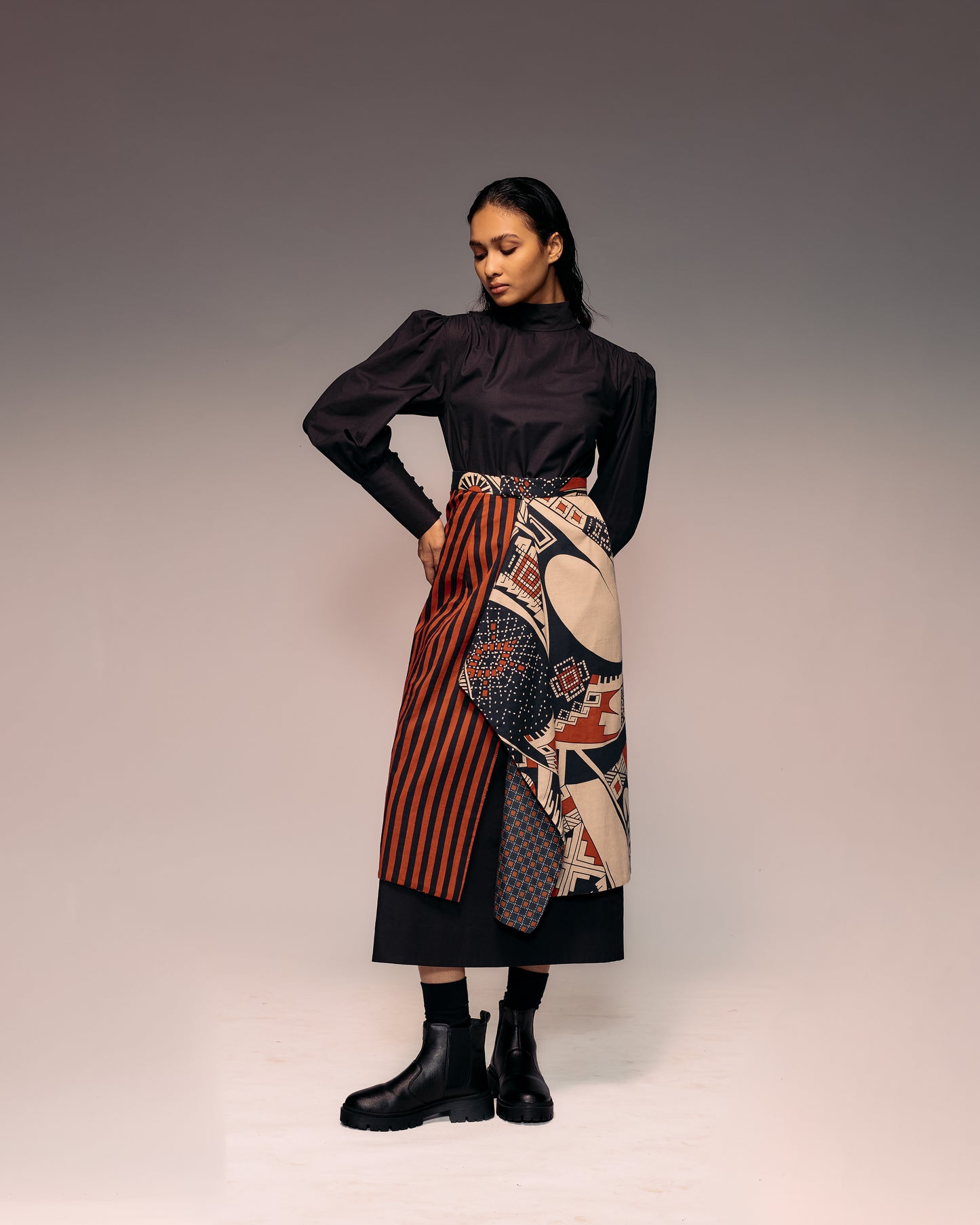 Rust Print Reversible Flap Skirt