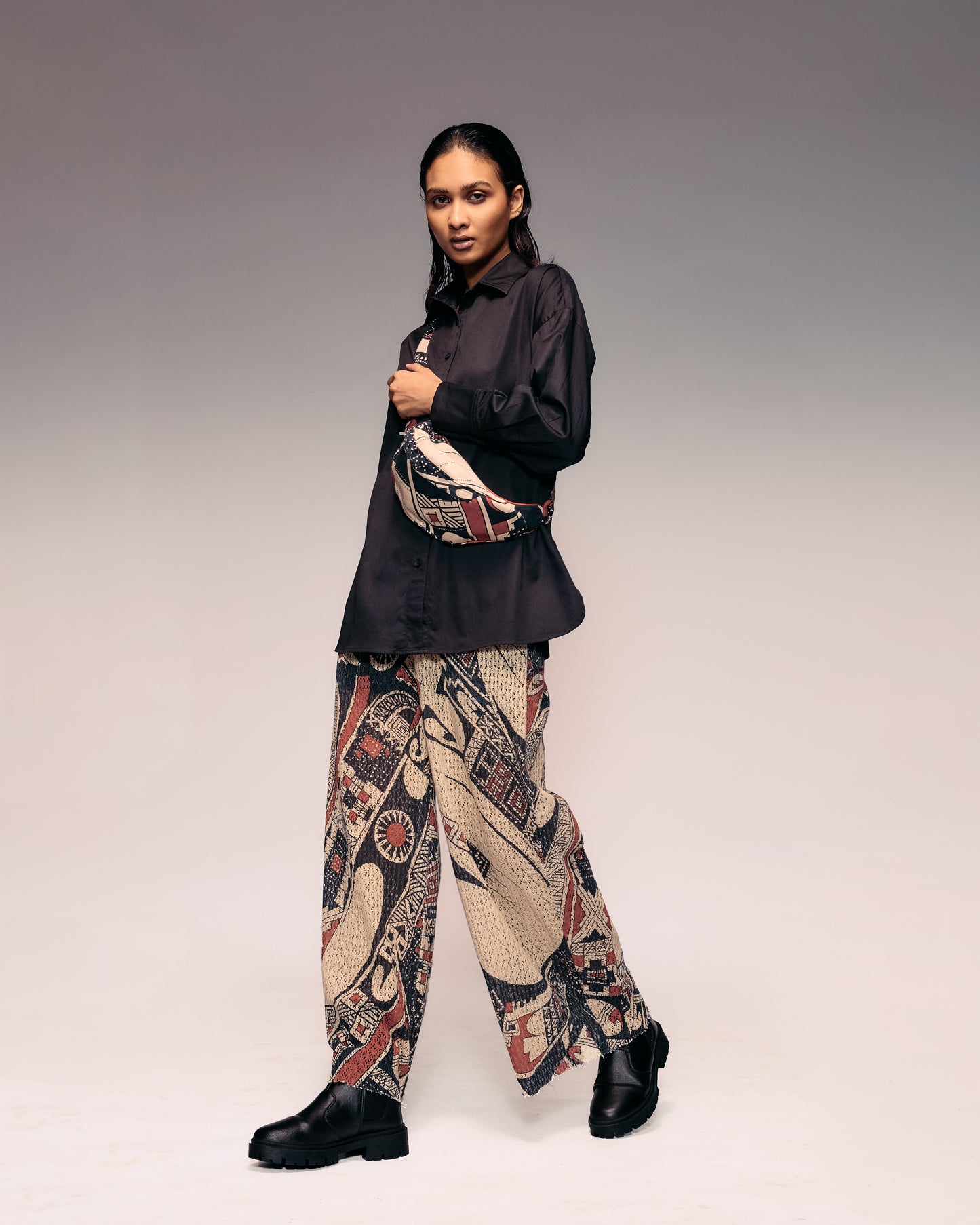 Rust Print Cotton Net Pants