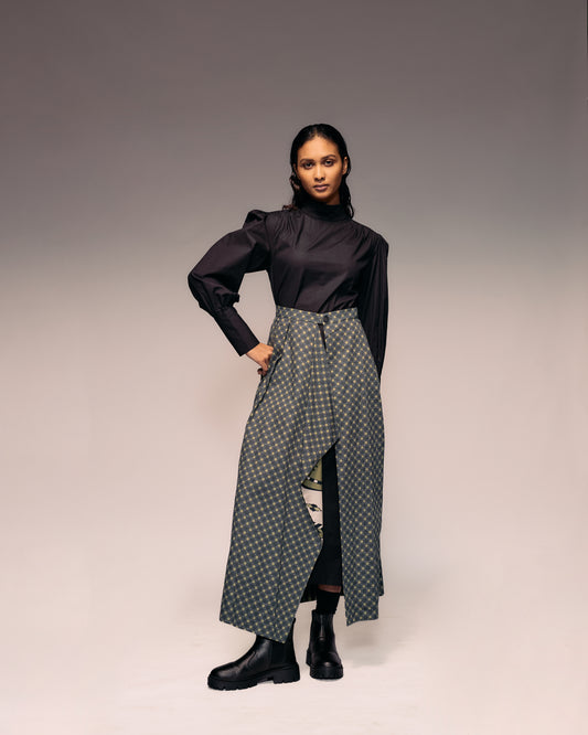 Olive Print Reversible Flap Skirt